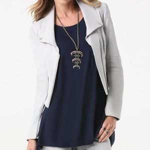 Bebe faux leather moto jacket in light grey, size S, like new